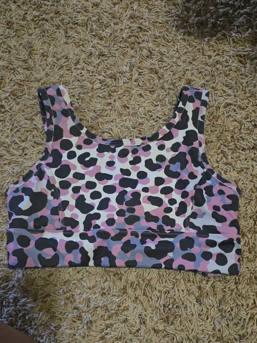 Athletic Works Pink and Black Leopard Print Crop Tank